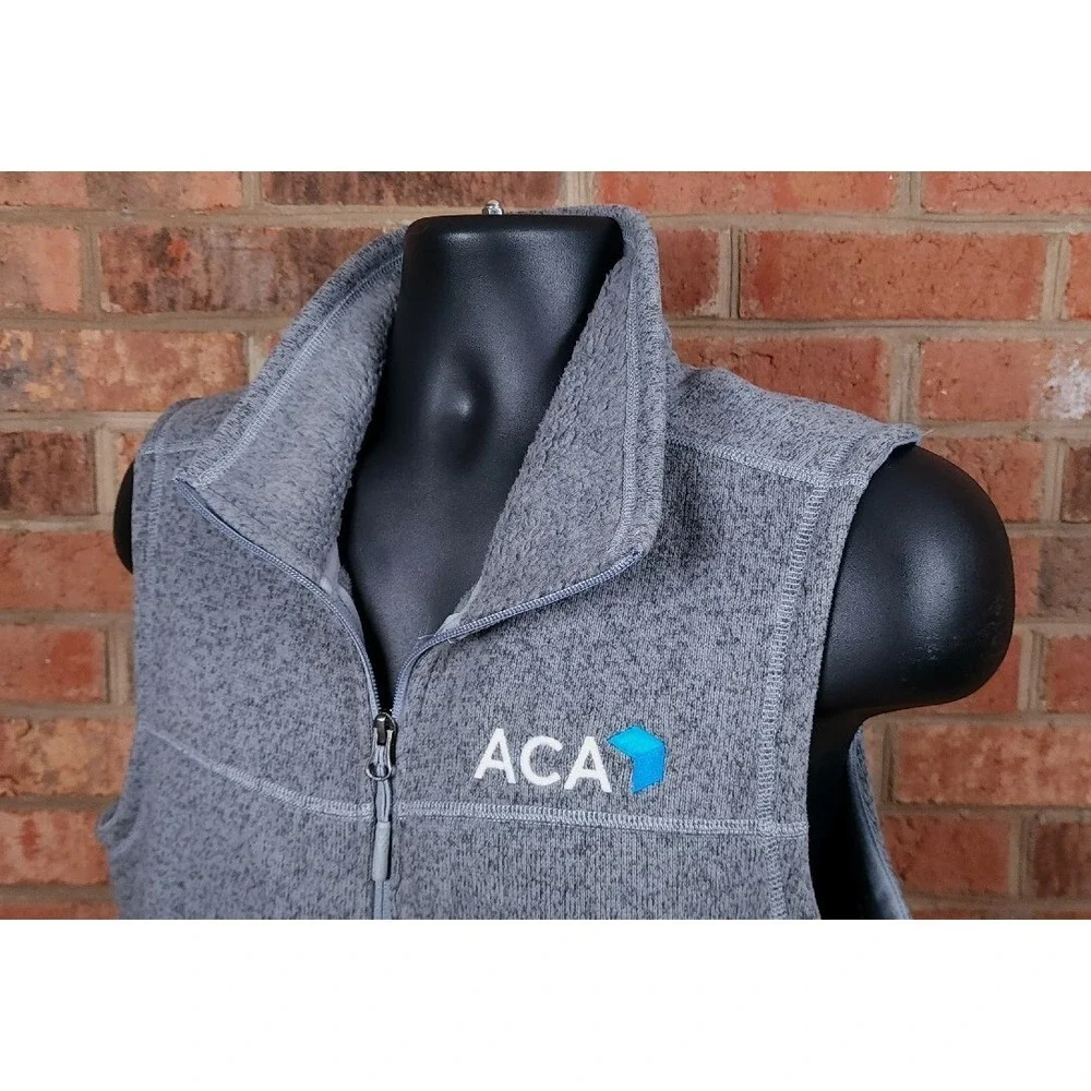 The North Face Vest‎ Jacket Mens Size Medium Gray Fleece Full Zip ACA Logo NEW